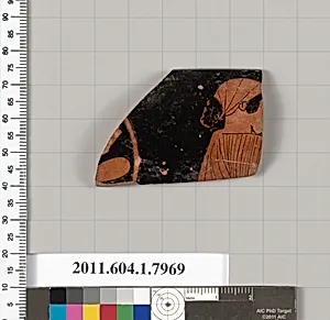 Terracotta rim fragment of a kylix (drinking cup)