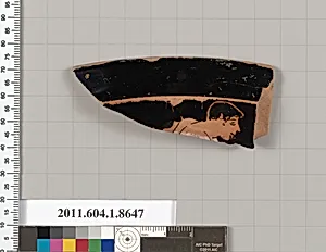 Terracotta rim fragment of a stemless? kylix (drinking cup) by Unknown Artist
