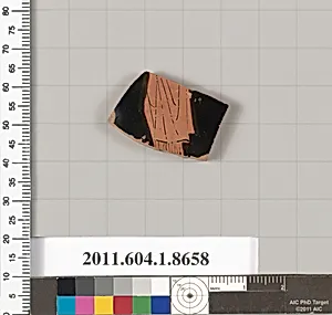 Terracotta rim fragment of a stemless? kylix (drinking cup) by Unknown Artist