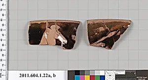 Terracotta rim fragments of a kylix (drinking cup)