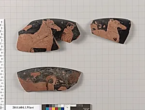 Terracotta rim fragments of a kylix (drinking cup)