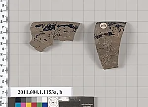 Terracotta rim fragments of a kylix (drinking cup)