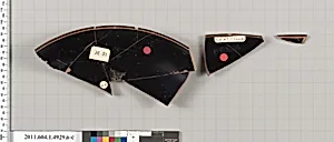 Terracotta rim fragments of a kylix (drinking cup)