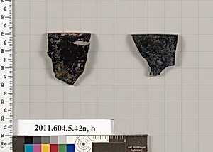 Terracotta rim fragments of a kylix (drinking cup)