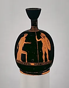 Terracotta squat lekythos (oil flask)