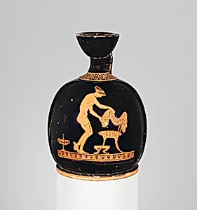 Terracotta squat lekythos (oil flask)