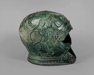 Two bronze helmets