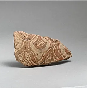 Two terracotta fragments of a large jar with reticulated pattern enclosing conventional flowers by Unknown Artist