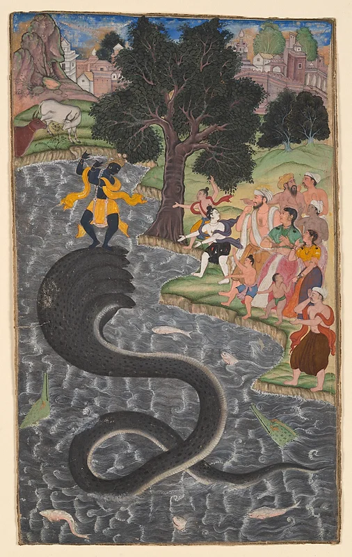 Krishna Dances on the Head of Kaliya, from the Harivamsa