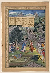"A King Offers to Make Amends to a Bereaved Mother", Folio from a Khamsa (Quintet) of Amir Khusrau Dihlavi by Miskin|Amir Khusrau Dihlavi