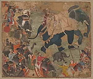A Prince Riding an Elephant in Procession