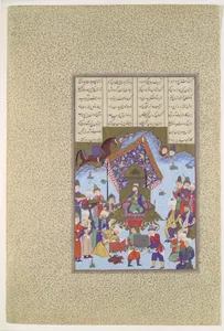 "Afrasiyab on the Iranian Throne", Folio 105r from the Shahnama (Book of Kings) of Shah Tahmasp