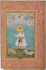 "Akbar With Lion and Calf", Folio from the Shah Jahan Album by Govardhan|Mir 'Ali Haravi