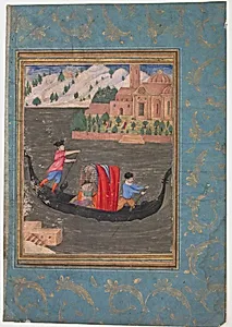 Aquatic Scene with Three Men in a Gondola