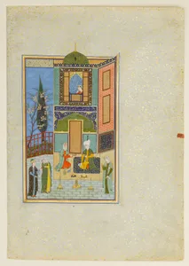 "Bahram Gur in the Green Palace on Monday", Folio 224 from a Khamsa (Quintet) of Nizami of Ganja