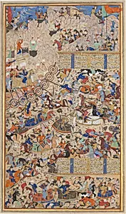 "Battle Between Iranians and Turanians", Folio from a Shahnama (Book of Kings) by Muhammad al-Qivam al-Shirazi|Muhammad ibn Taj al-Din Haidar Muzahhib Shirazi