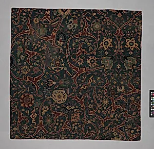 Blue-ground Carpet Fragment with Scrolling Floral Vines