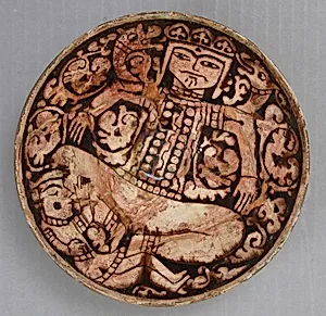 Bowl Depicting King Zahhak with Snakes Protruding from His Shoulders