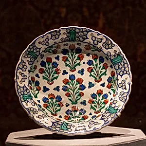 Dish with Pattern of Flowering Plants
