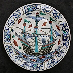 Dish with Sailing-ship Design
