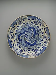Dish with Two Intertwined Dragons