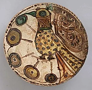Earthenware Bowl with White slip and Polychrome Decoration