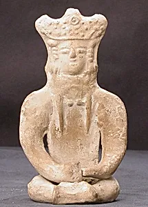 Figurine of a Female (?) Seated Personage with Elaborate Headdress 