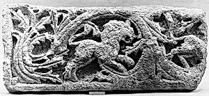 Fragment of a Frieze with Scrolls and a Lion by Unknown Artist