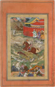 "Hamid Bhakari Punished by Akbar", Folio from a Manuscript of the Akbarnama. Folio from the Davis Album