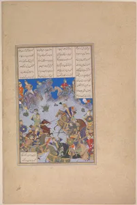 "Khusrau Parviz's Charge against Bahram Chubina", Folio 707v from the Shahnama (Book of Kings) of Shah Tahmasp