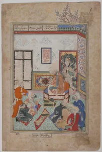 "King Salih of Syria Entertaining Two Dervishes", Folio from a Bustan (Orchard) of Sa'di