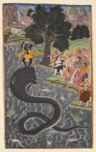 Krishna Dances on the Head of Kaliya; Illustration to the Harivamsa (Story of Hari)