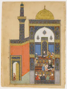 "Laila and Majnun at School", Folio from a Khamsa (Quintet) of Nizami of Ganja