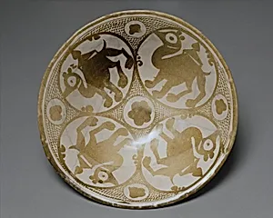 Luster Bowl with Four Camels