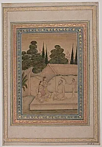 Musicians Entertaining a Holy Man (Sadhu or Fakir)
