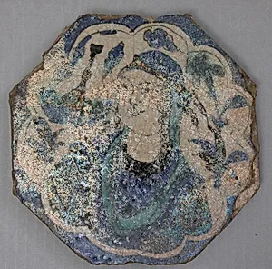 Octagonal Shaped Tile with a Woman Bust in "Kubachi" Style