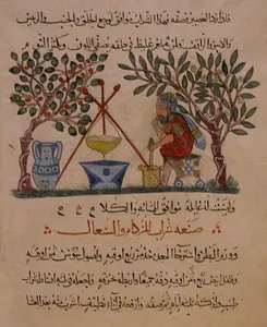 "Physician Preparing an Elixir", Folio from a Materia Medica of Dioscorides