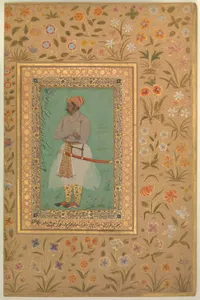 "Portrait of Maharaja Bhim Kanwar", Folio from the Shah Jahan Album