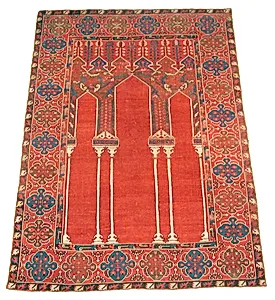 Prayer Rug with Triple Arch Design