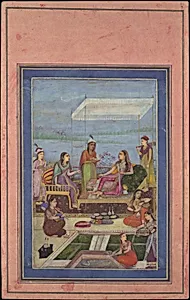"Princess Entertaining a Visitor on the Balcony", Folio from the Davis Album