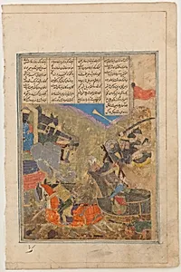 "Rustam Battles Sava", Folio from a Shahnama (Book of Kings) by Abu'l Qasim Firdausi