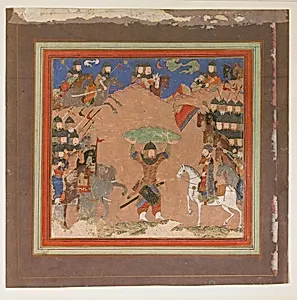 "Rustam Carrying the King of Mazandaran to Kai Kavus", Folio from a Shahnama (Book of Kings) by Abu'l Qasim Firdausi