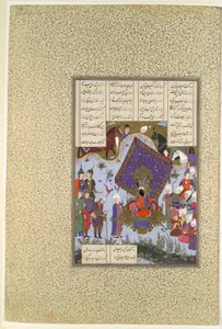 "Rustam Pained Before Kai Kavus", Folio 146r from the Shahnama (Book of Kings) of Shah Tahmasp