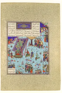 "Shangul Stirs the Khaqan's Council to War on Rustam", Folio 276v from the Shahnama (Book of Kings) of Shah Tahmasp