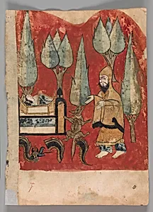 "The Ascetic Finds his Son Alive in his Crib", Folio from a Kalila wa Dimna