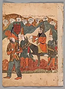 "The Discredited Ascetic Being Paraded Through the Town on a Donkey", Folio from a Kalila wa Dimna