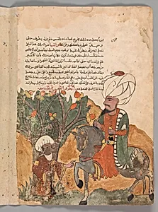 "The Rogue's Father Emerges from the Tree", Folio from a Kalila wa Dimna