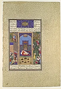 "The Wedding of Siyavush and Farangis", Folio 185v from the Shahnama (Book of Kings) of Shah Tahmasp by Qasim ibn 'Ali|Mir Musavvir|Abu'l Qasim Firdausi