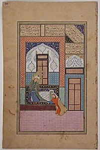 "Zulaikha Seizing the Skirt of Joseph's Robe", Folio of a Yusuf and Zulaykha of Jami by Maulana Nur al-Din `Abd al-Rahman Jami