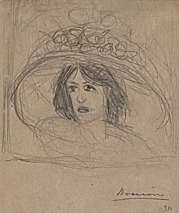 Head of a Young Woman with a Large Hat